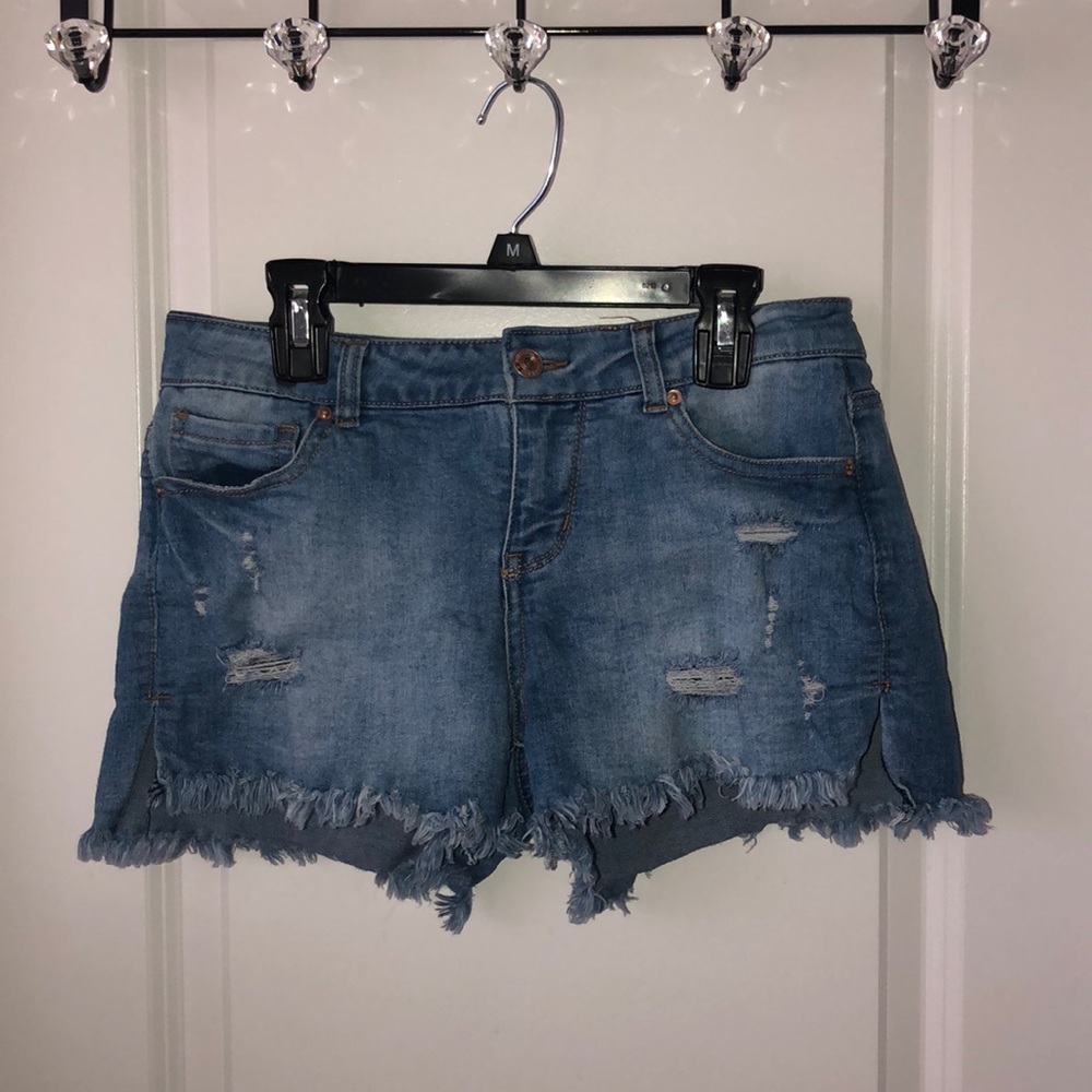 Distressed Mid-Raised Jean Shorts